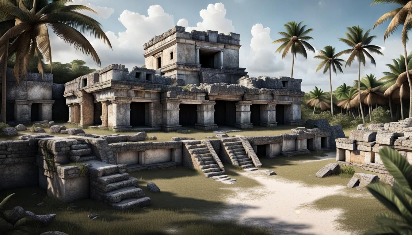 Photorealistic Mayan Castle Ruins at Tulum, Mexico