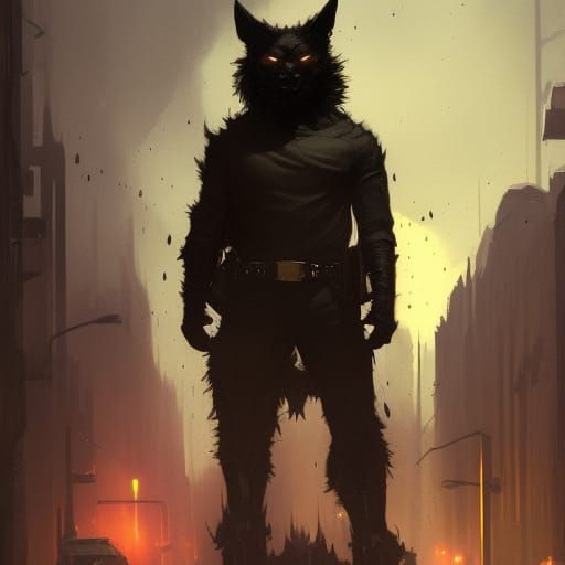 Night Wolf Superhero in Dark Fantasy Concept Art