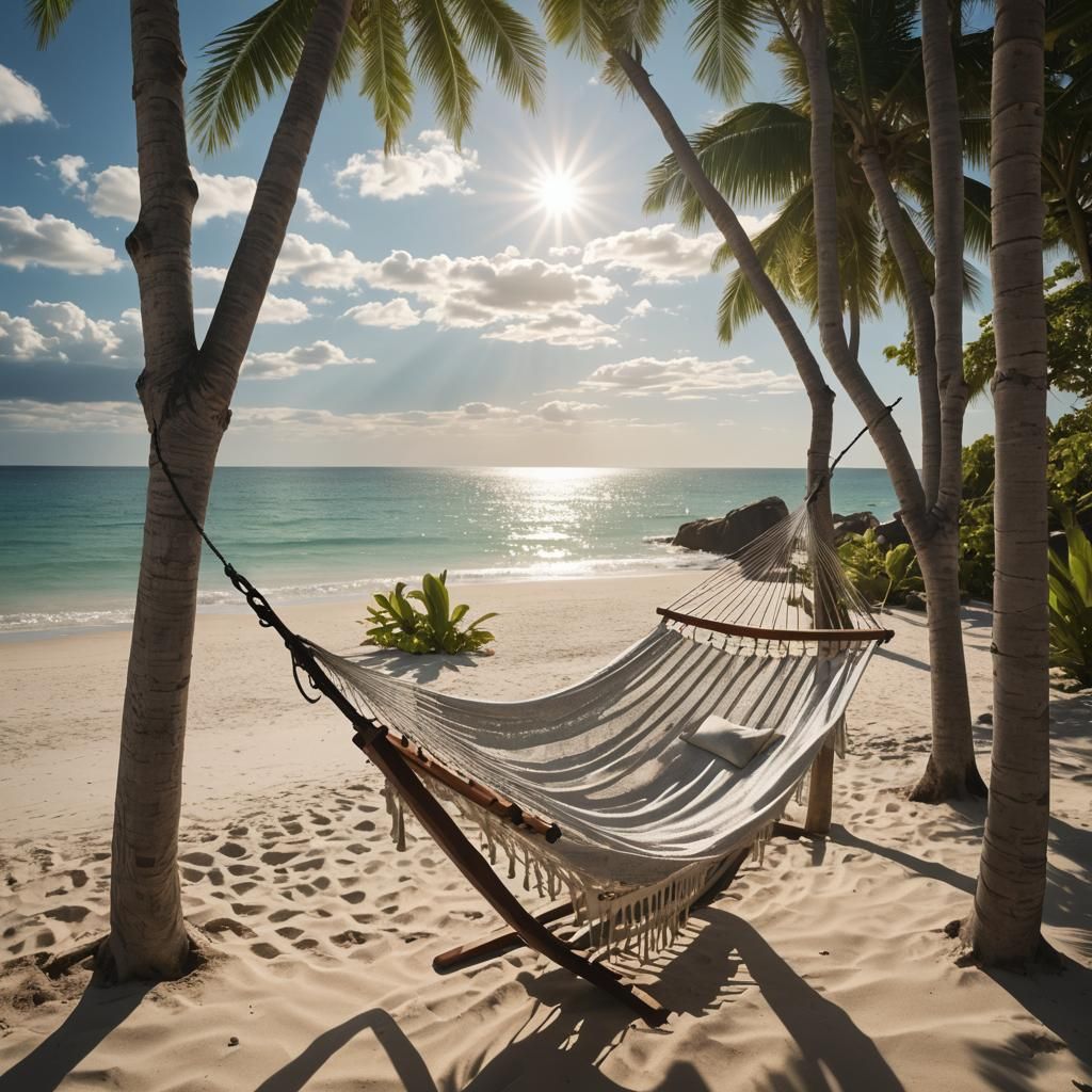 Peaceful Beach Hammock in Soft Heavenly Light