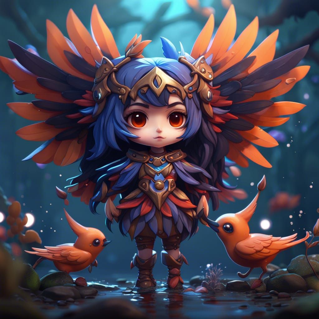 Chibi Bird Girl Fantasy Concept Art