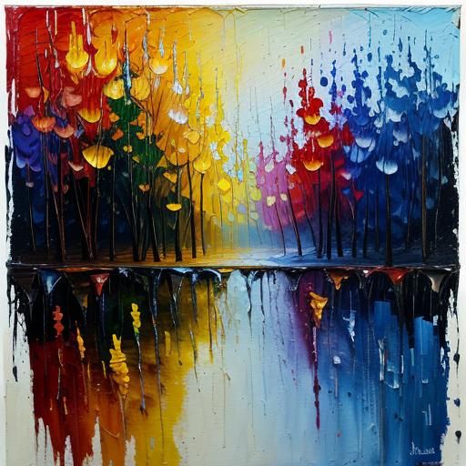 Surreal Reflection in Expressionist Impasto Oil Painting