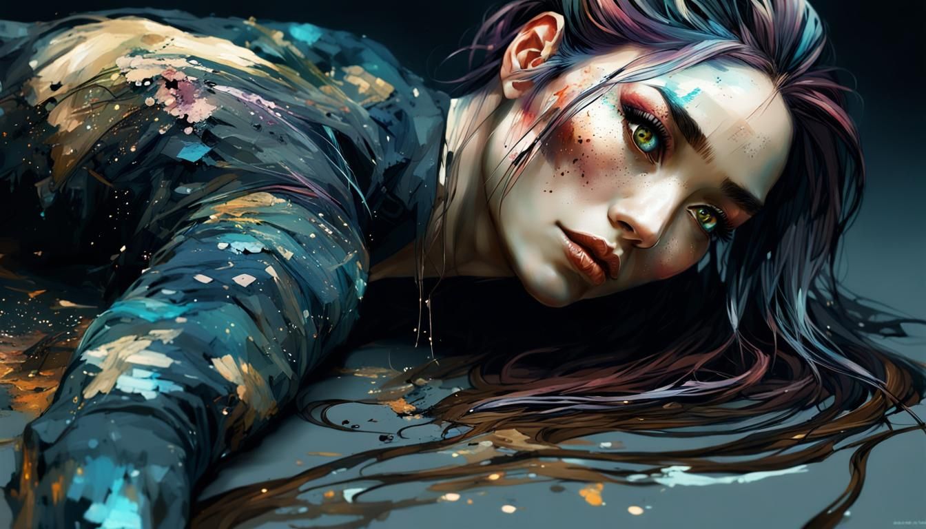 Expressive Anime Woman with Ethereal Lighting