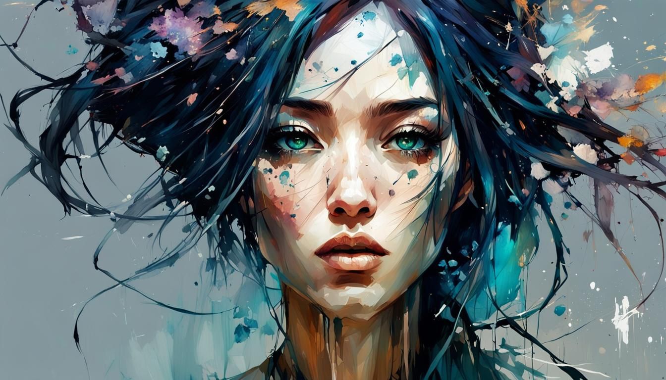 Beautiful Anime Female Portrait with Expressive Eyes