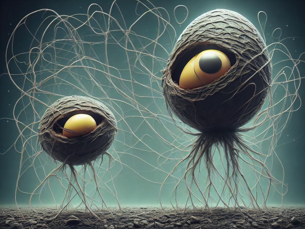 Retro-Futuristic Alien Hatching in Surreal Chromatic Landsca...