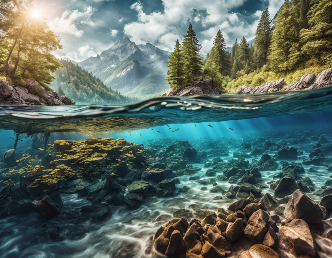 Breathtaking Escher-Inspired Underwater Scene in Hyperrealis...