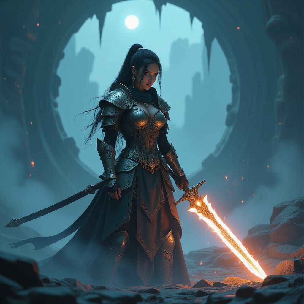 Warrior Princess in Mystical Labyrinth