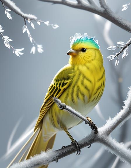 Crystal Ice Canary in Golden Hour Sunlight