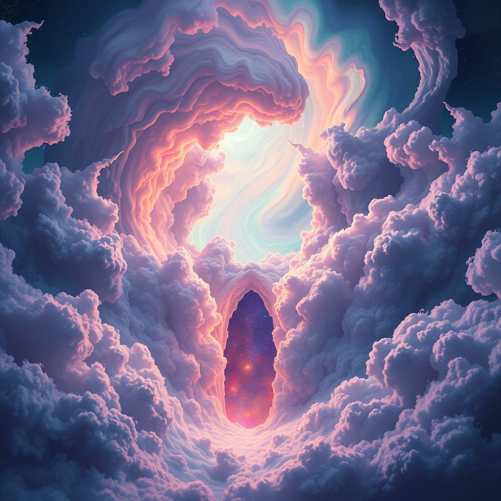 Aurora Portal: Iridescent Energy Swirls Through Shattered Sp...