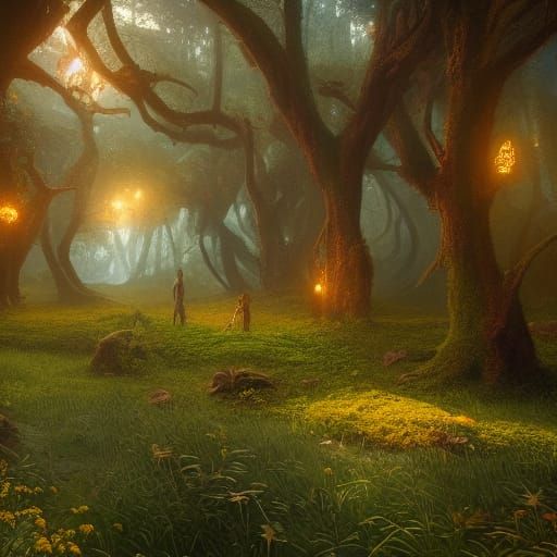 Fantastical Waltzing Glade in Detailed Matte Painting