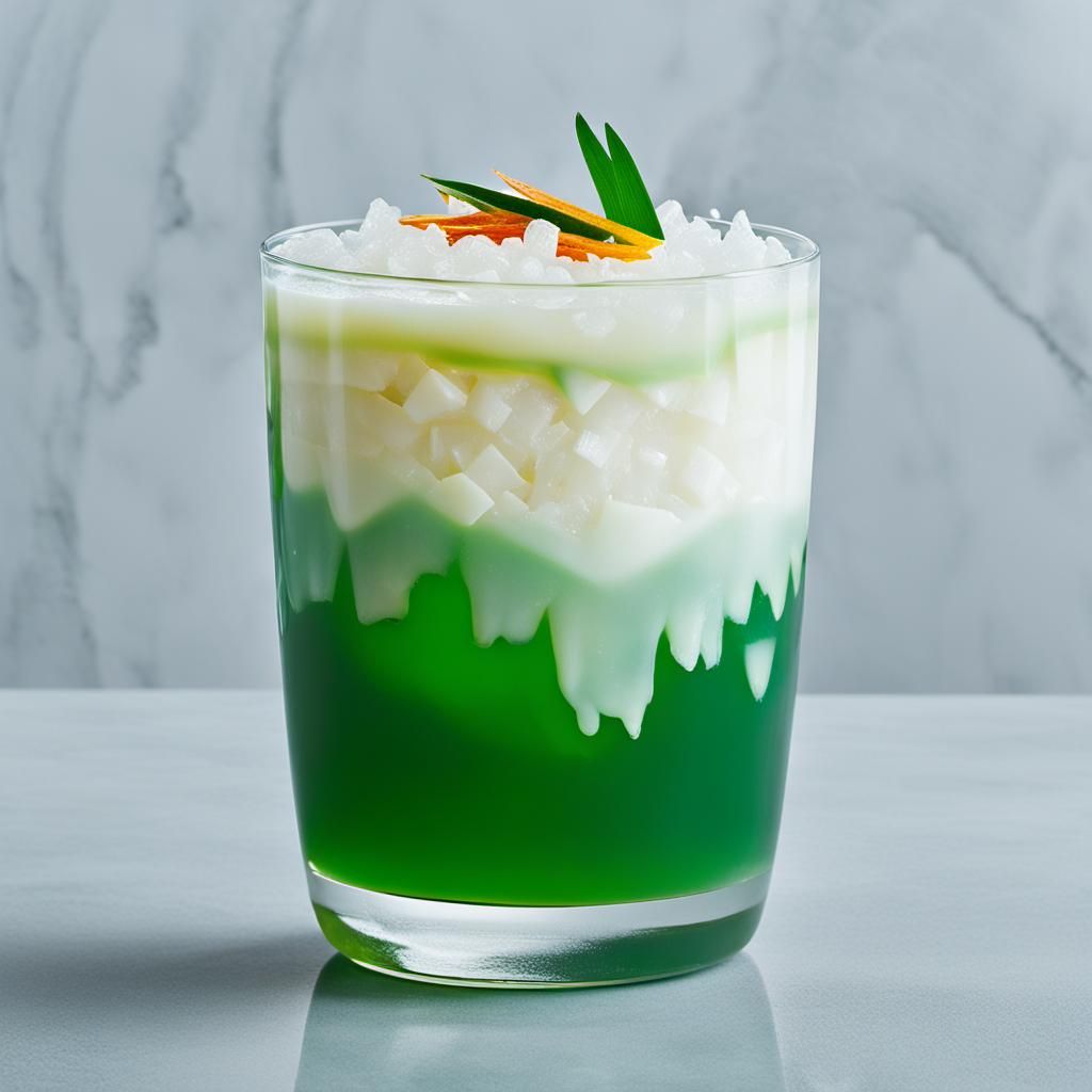Iced Coconut Milk with Rice-Flour Jelly