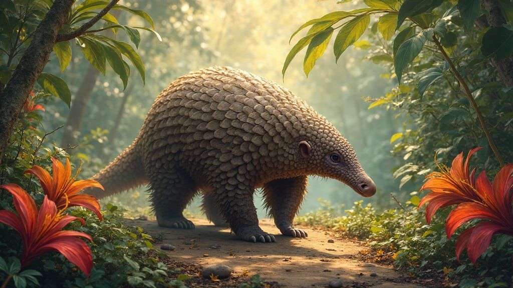 Wild Pangolin in Tropical Paradise