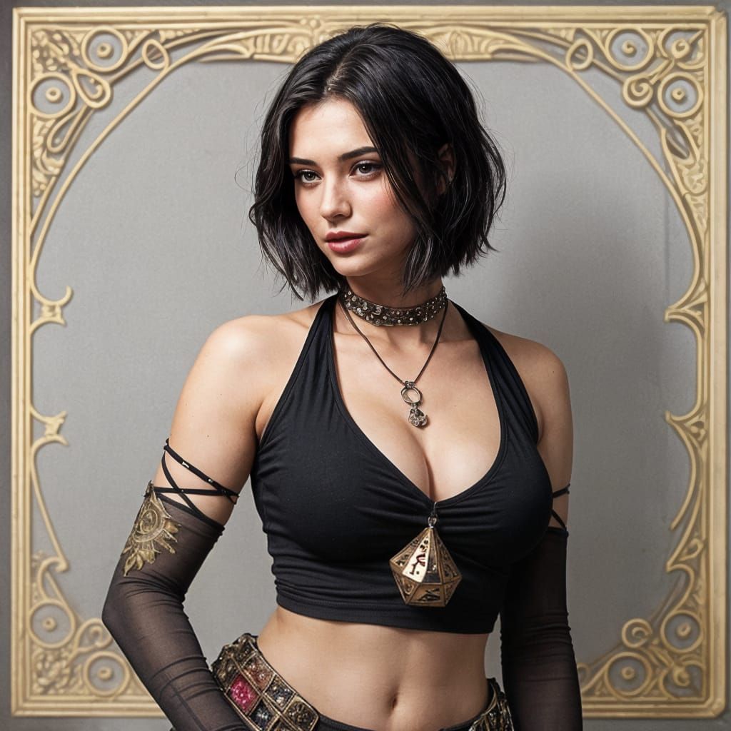 Glamorous Woman Adorns Herself with D20 Dice Jewelry