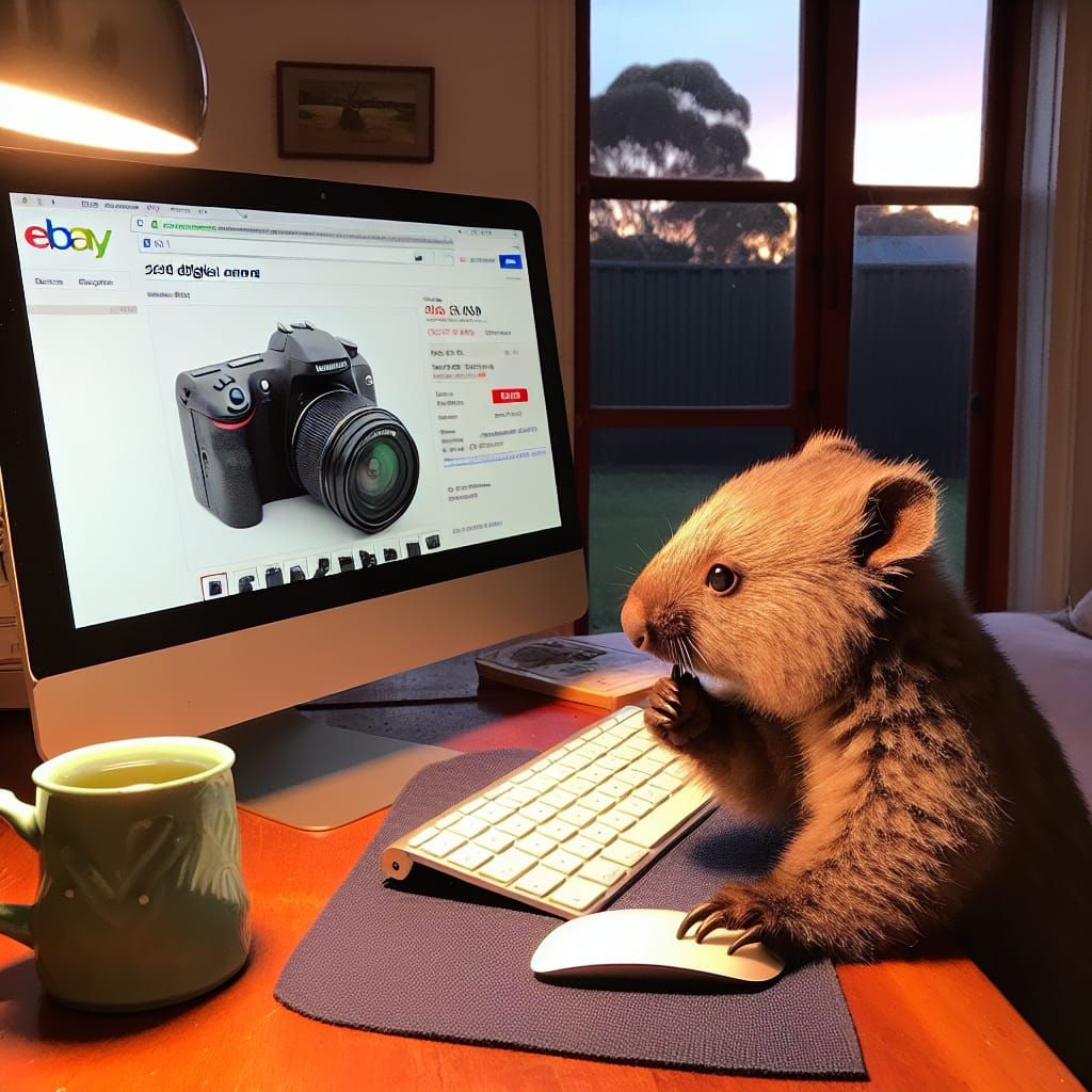 Wombat Bidding on Camera in Cozy Room