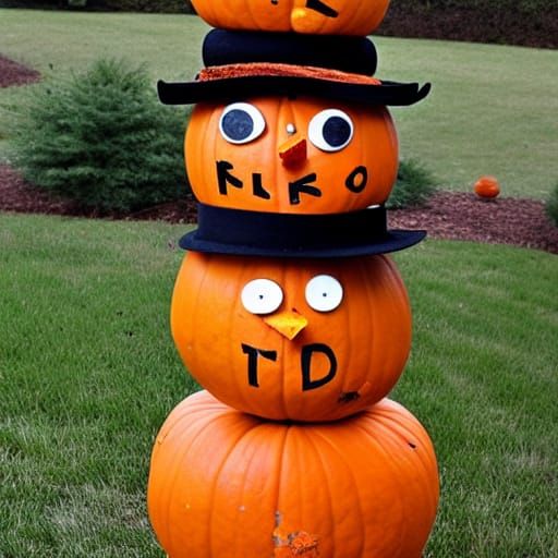 Stacked Pumpkin Snowman Totem