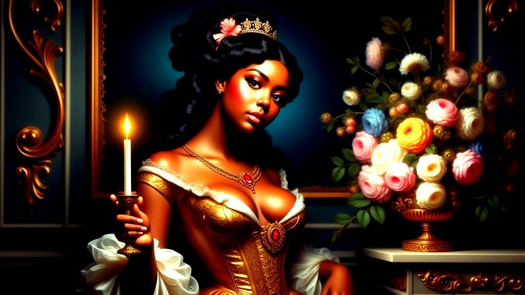 Elegant Rococo Beauty in Soft Chiaroscuro Lighting