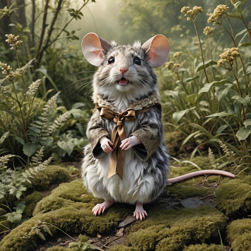 Mouse in Cat Costume: A Hyperrealistic Nature Image