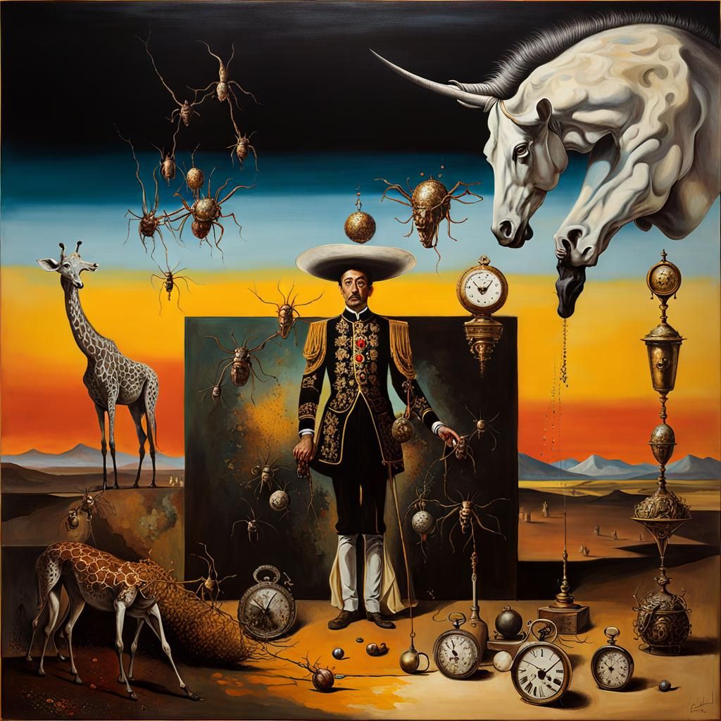 Surreal Melting Timepiece Masterpiece in Oil