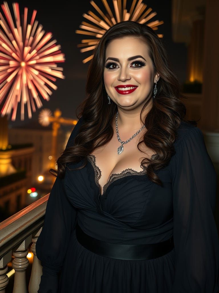 Mysterious Victorian Siren Watches Midnight in a Palace Balc...