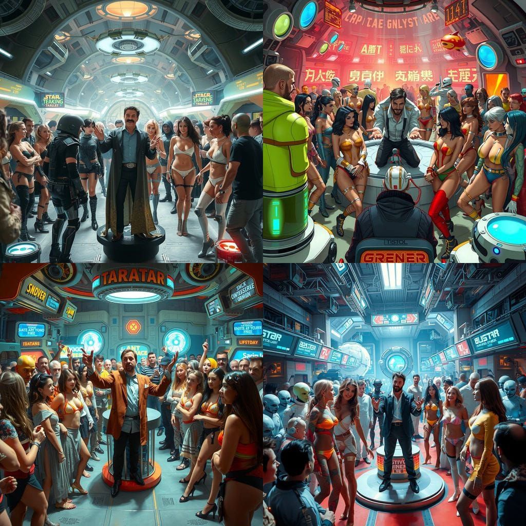 Bustling Spaceport Marketplace in a Galaxy Far, Far Away