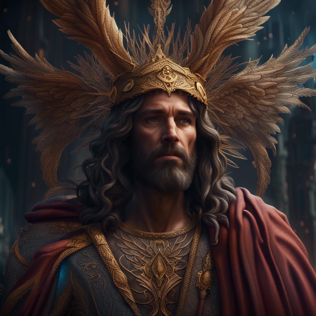 Jesus with Seraphim: Detailed Matte Painting