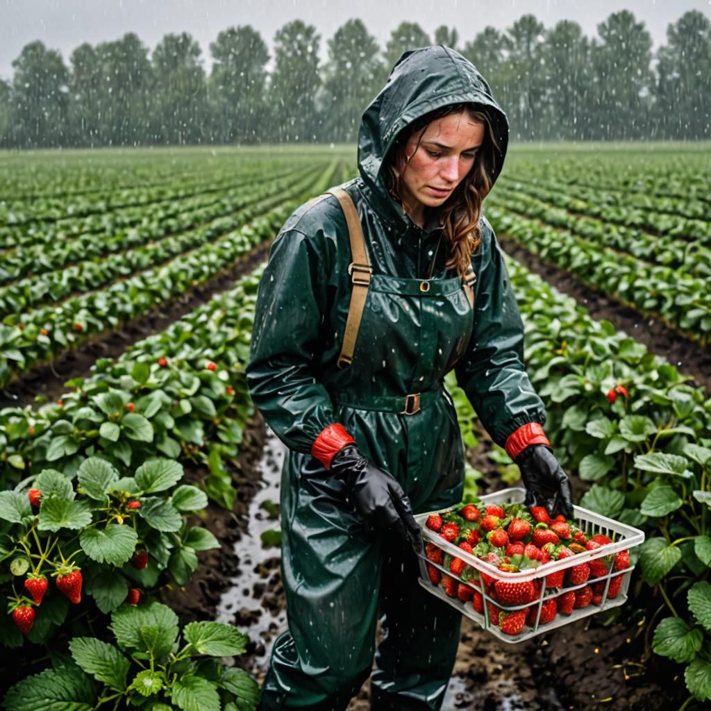 Strawberry Harvest in the Rain