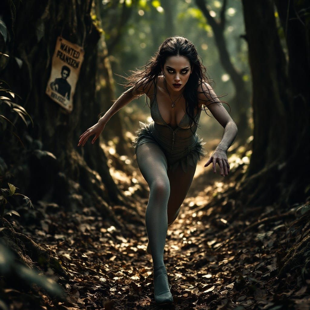 Skarlett, Margot, grey shiny pantyhose, running through the ...