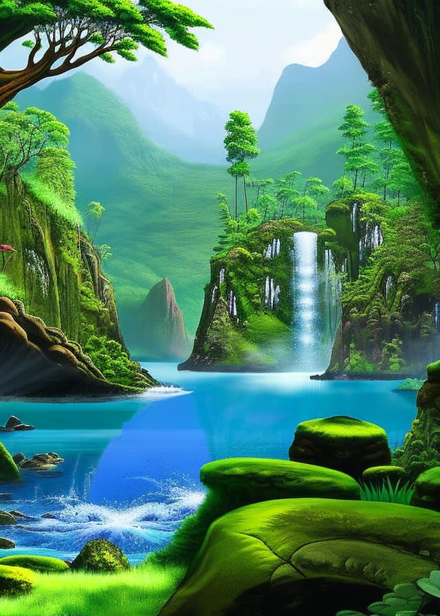 Pandora-like Bioluminescent Rainforest Landscape