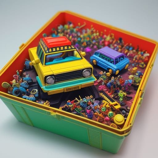 Vintage Toy Box Masterpiece in Bright Retro Colors
