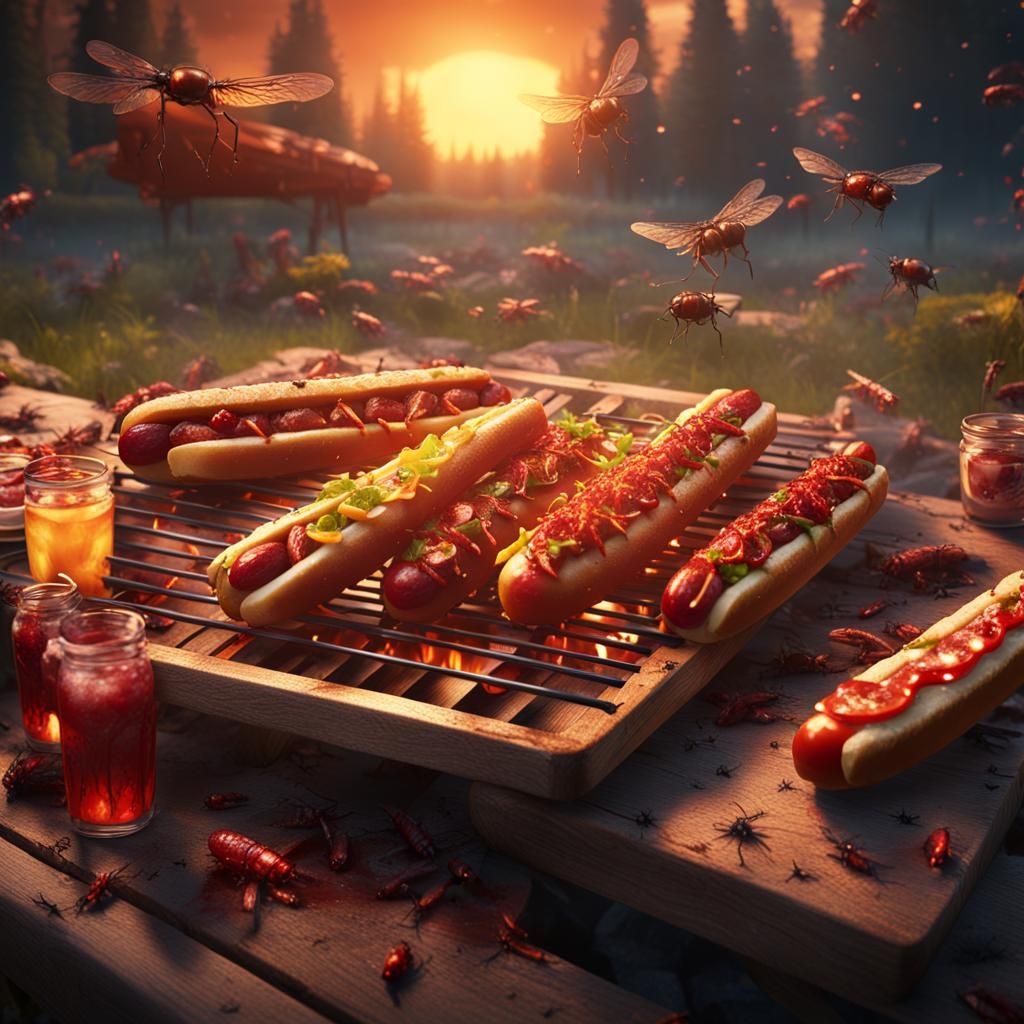 Animal Carcass Hot Dog in the Summer Heat