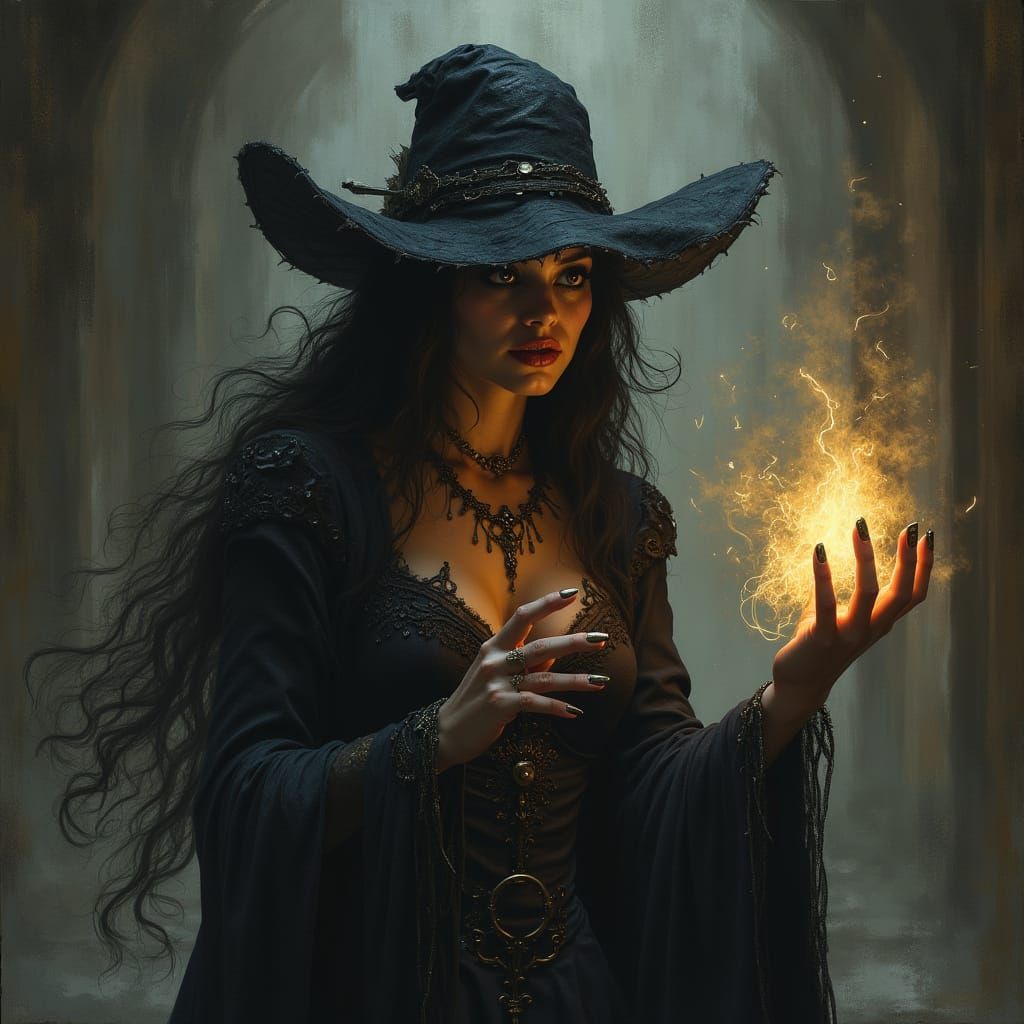 Eerie Spellcaster in a Dark Fantasy Setting