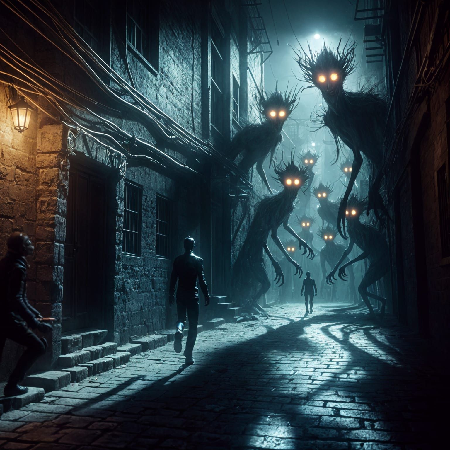 Surreal Creatures Emerge from Midnight Alley Shadows