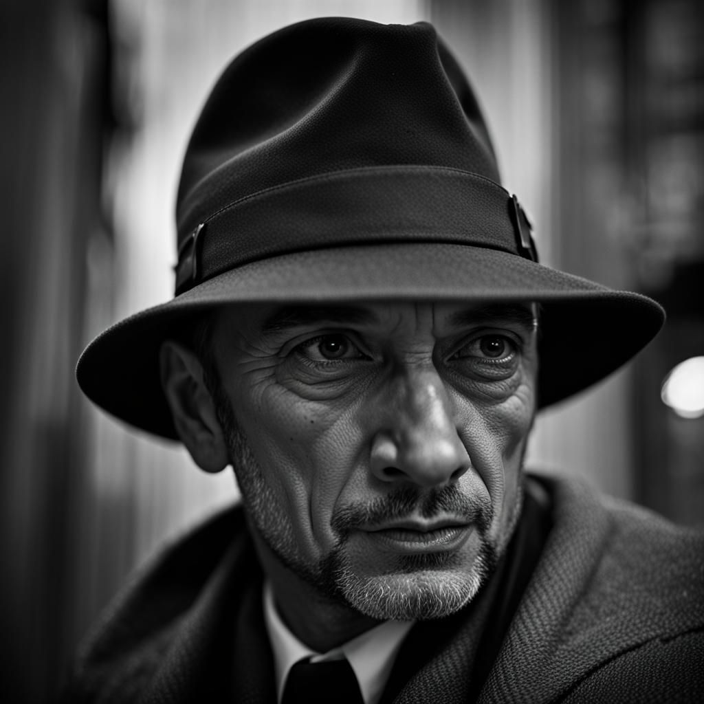 1950s Film Noir Detective Portrait