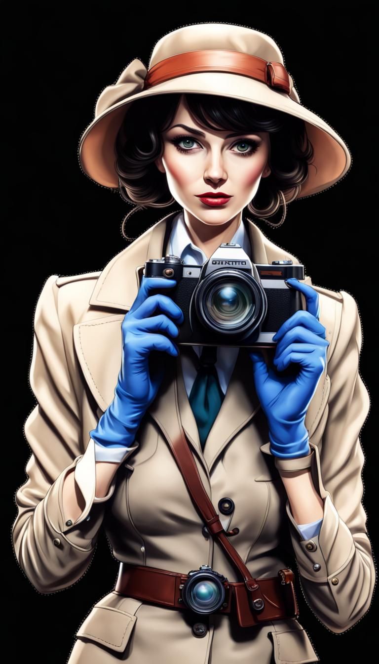 Woman Detective with Camera in 3D Render
