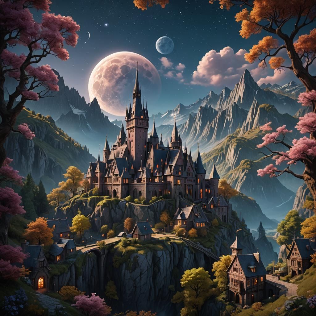 Meerkats Under Purple Moonlight in a Desert