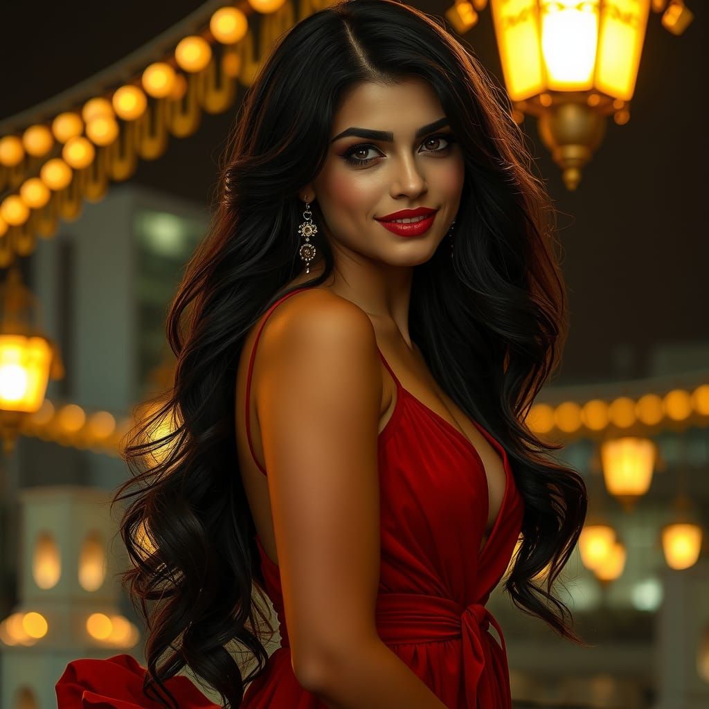 Elegant Kuwaiti Girl in Art Nouveau Style