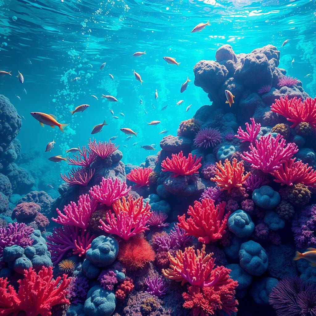 Electric Coral Reef in Neon Hues
