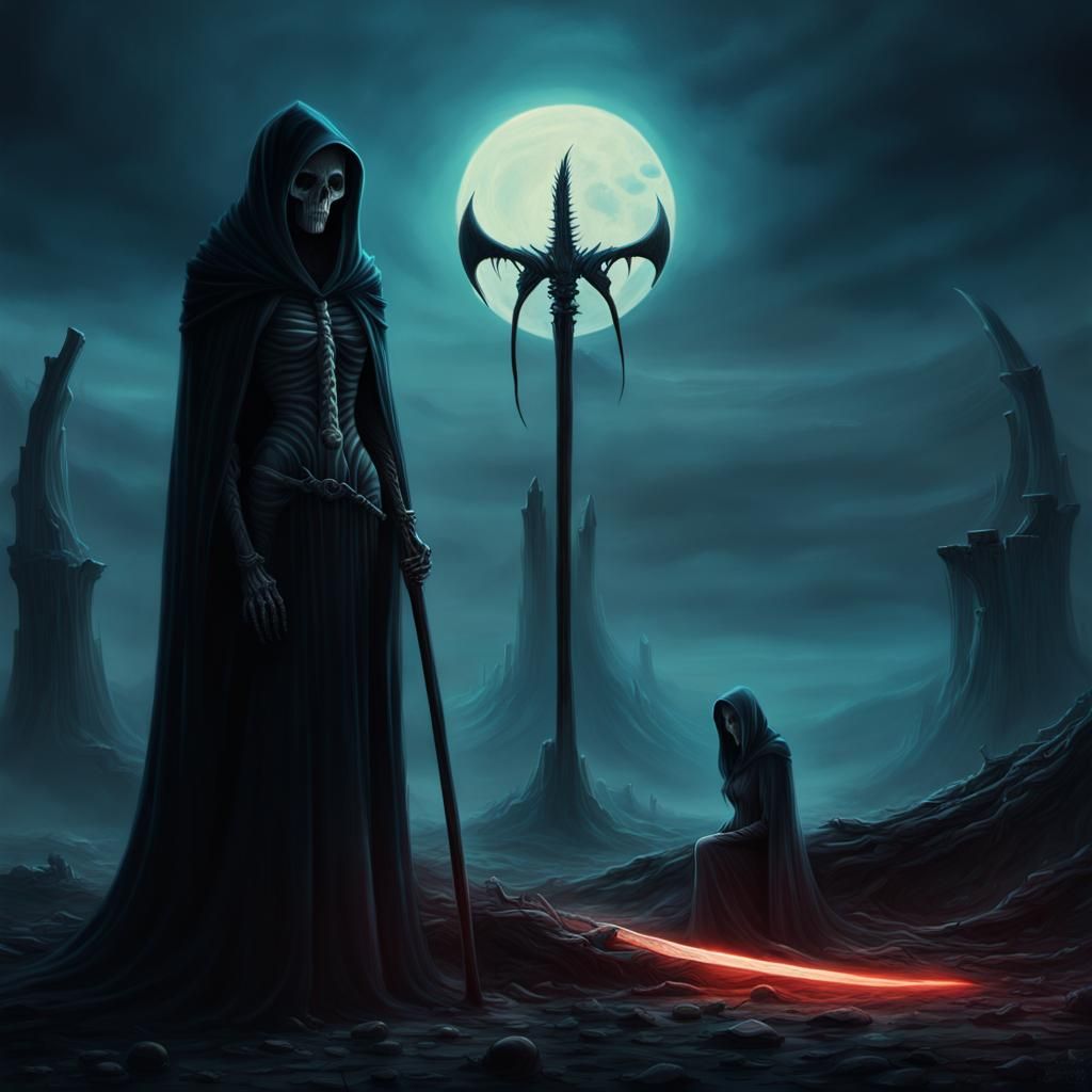 Female Grim Reaper in Dark Fantasy Style