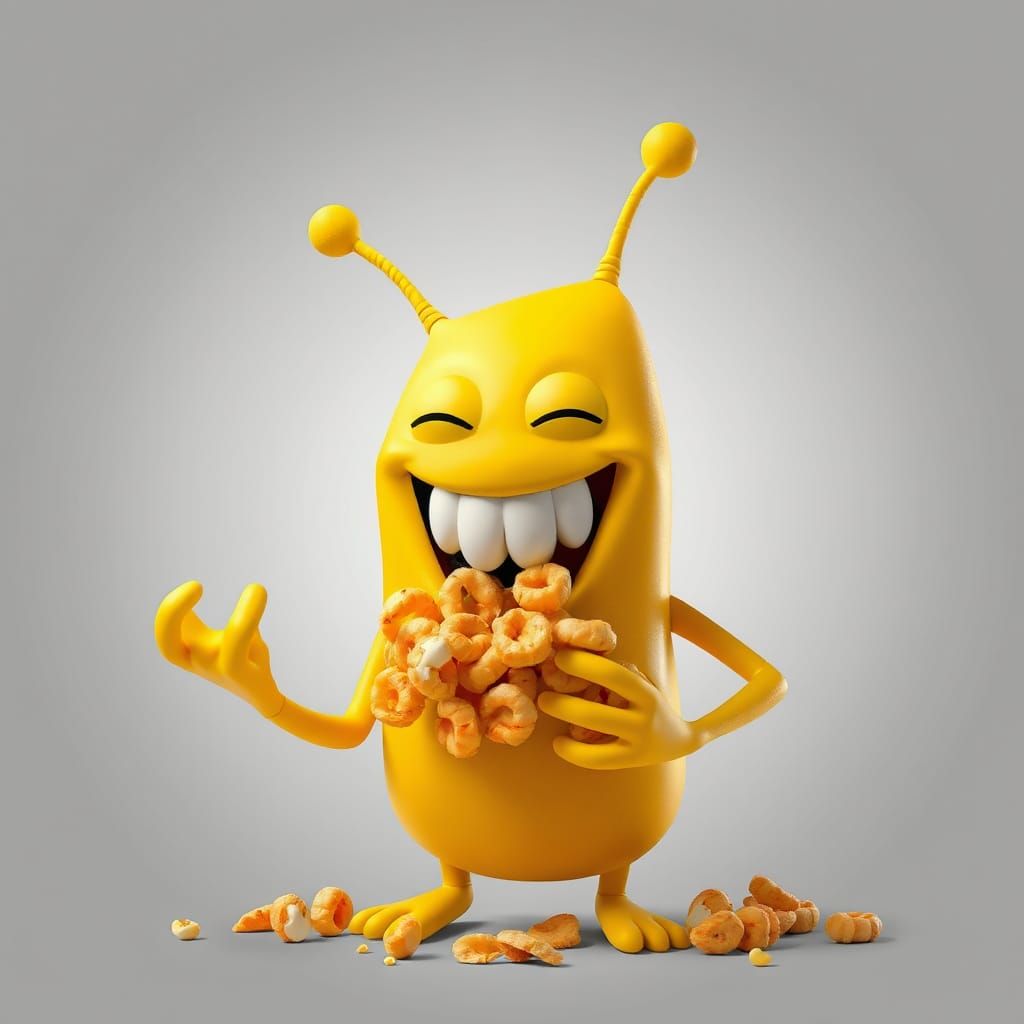 Joyful 3D Yellow Bamba Snack on White Background