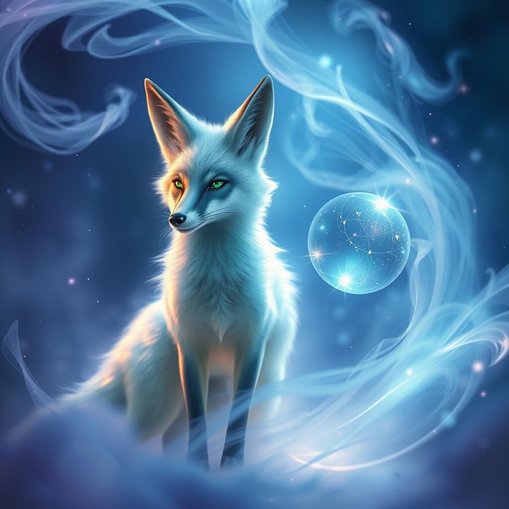 Fox Merges with Air in Dreamy Landscape