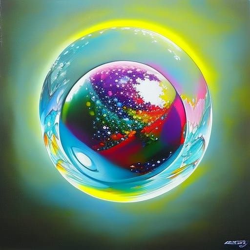 White Crystal Sphere in Graffiti Art Style