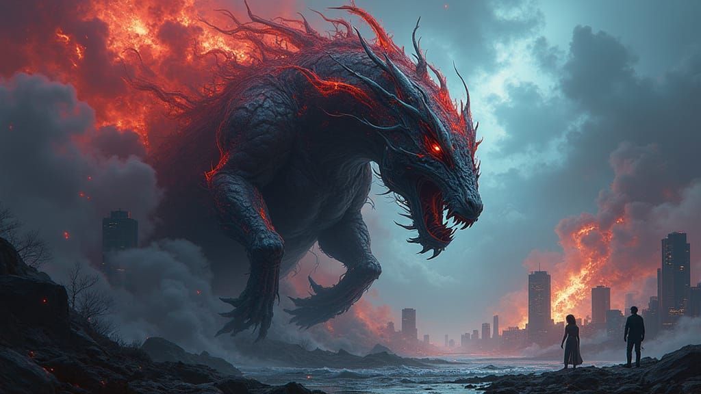 Visceral 3D Poster Art with Stunning Backdrop