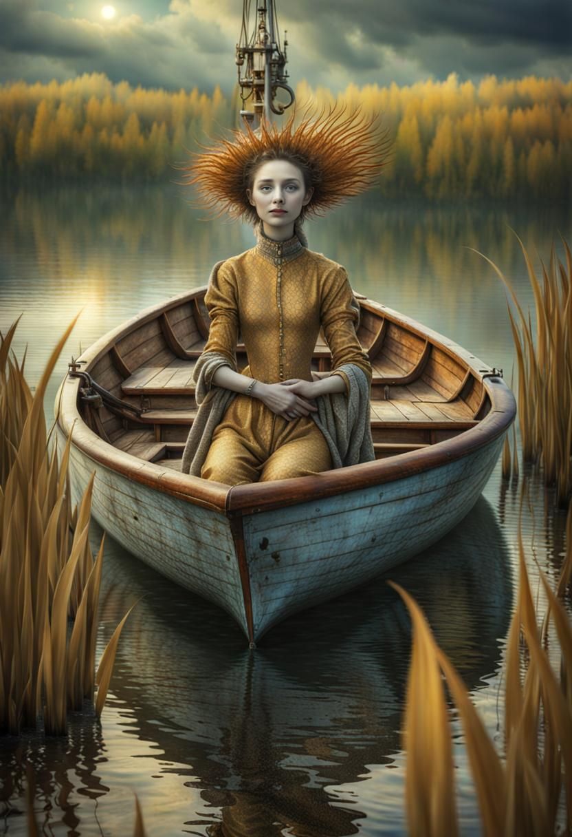 Happy Alien People Sailing Exquisite Powerboats