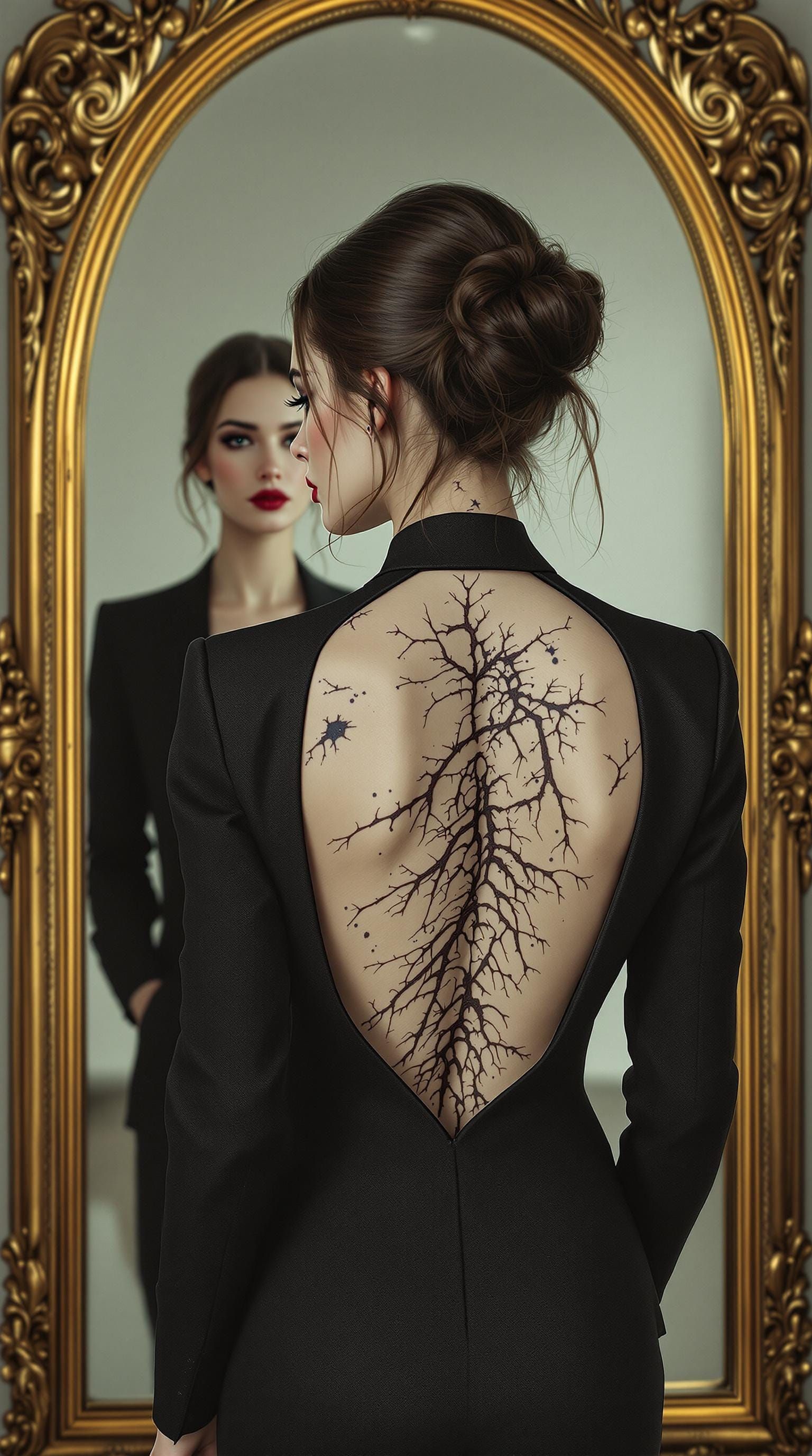 Photorealistic Portrait of a Woman in Dual Identity