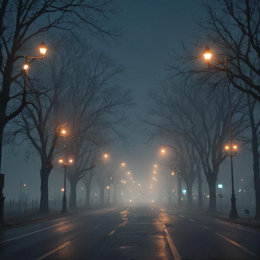Empty Highway at Night: Fantasy Concept Art