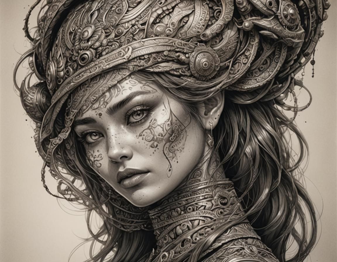 Ink drawing portrait