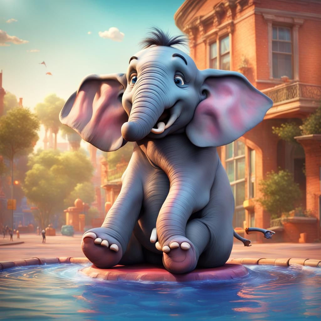 Playful Elephant Concept Art in 3D Digital Style