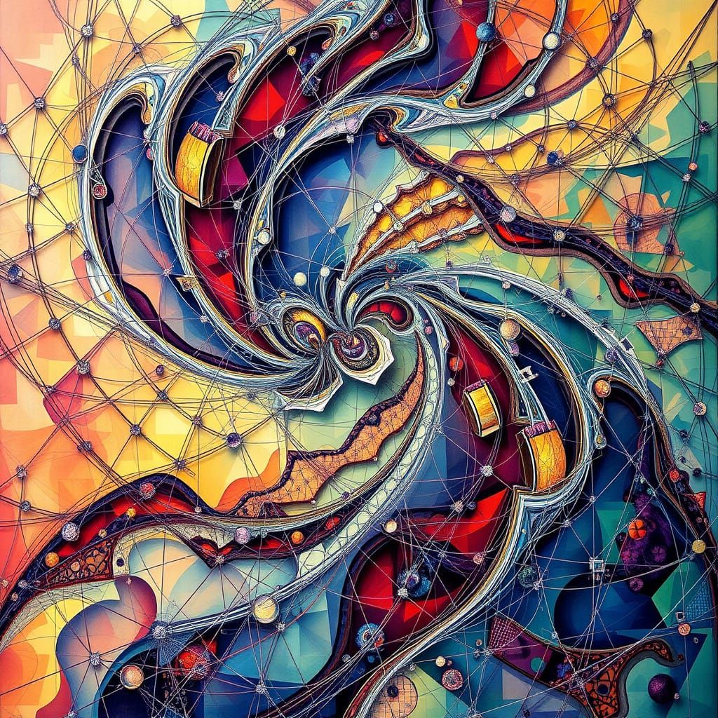 Intricate Geometric Patterns in Vibrant Abstract Art