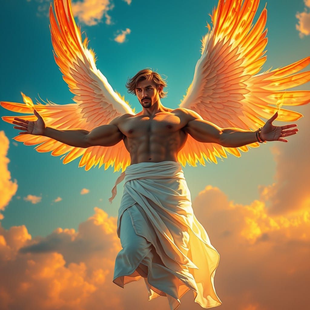 Angel Soars Through Morning Sky in Stunning 8K Matte Paintin...
