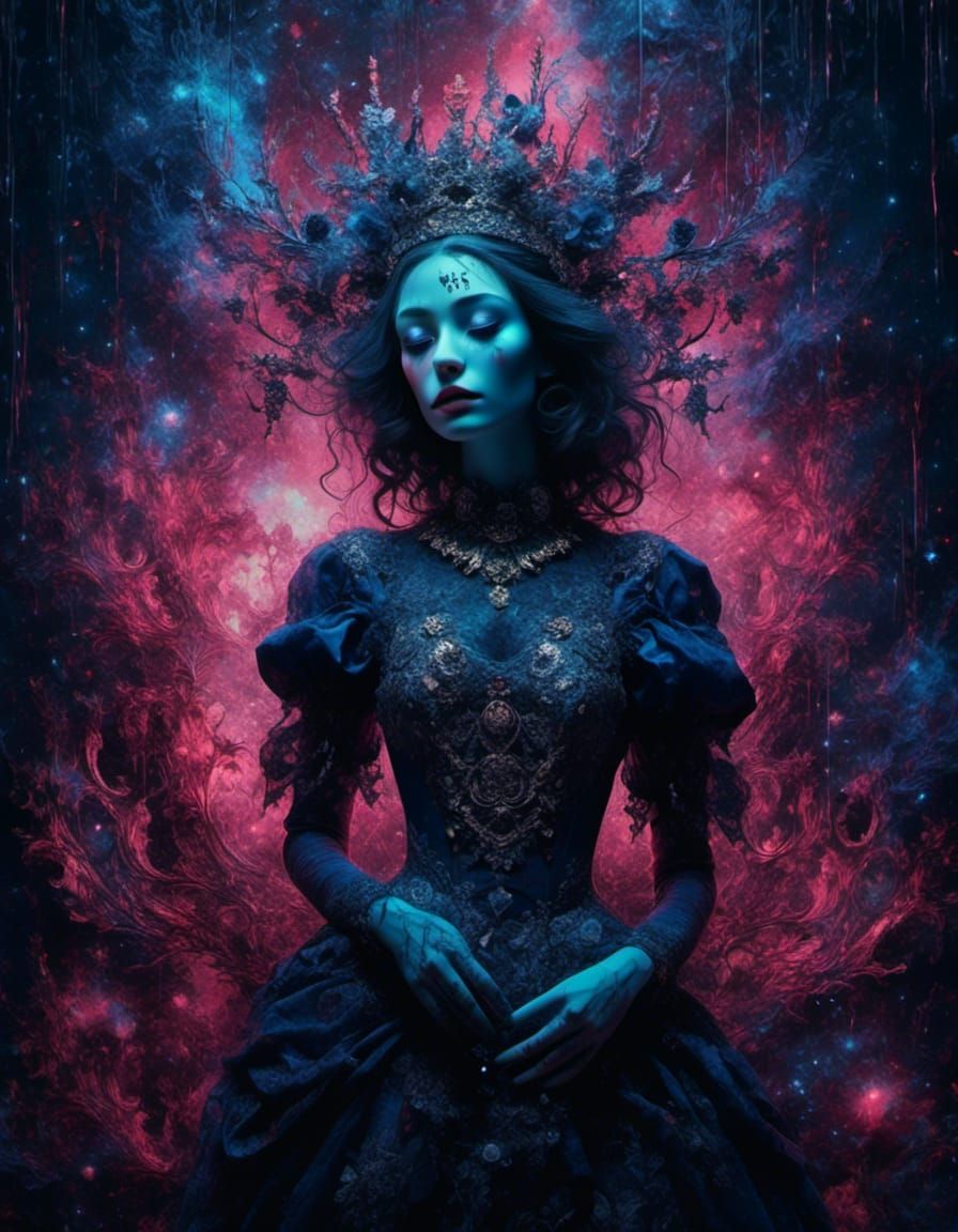 Otherworldly Wizard in Starry Storm: Oil Painting Style