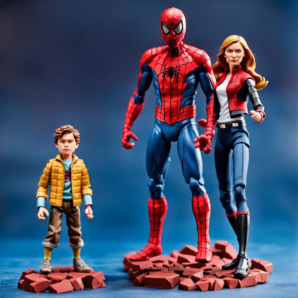 Spiderman Family as Action Figures, Classical Style